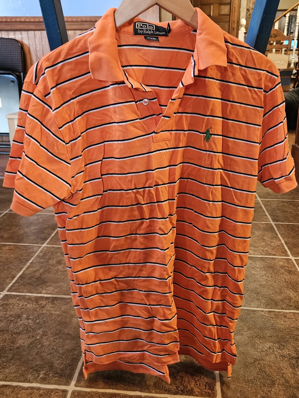 Polo by Ralph Lauren Orange Striped Men's Polo Shirt